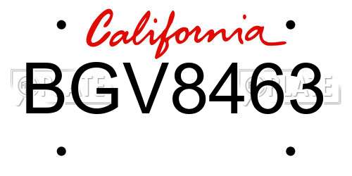 BGV8463 California License Plate