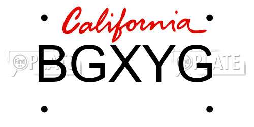 BGXYG California License Plate