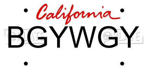 BGYWGY California License Plate