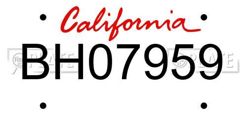 BH07959 California License Plate
