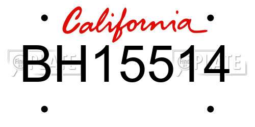 BH15514 California License Plate