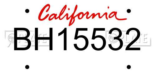BH15532 California License Plate