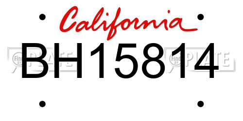 BH15814 California License Plate