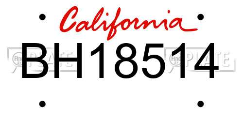 BH18514 California License Plate