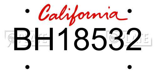 BH18532 California License Plate