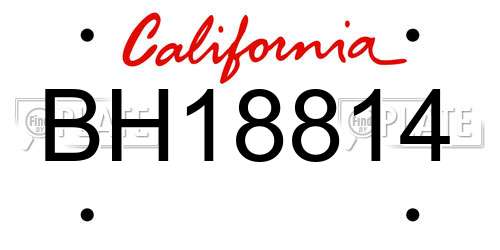 BH18814 California License Plate