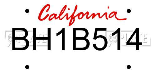 BH1B514 California License Plate