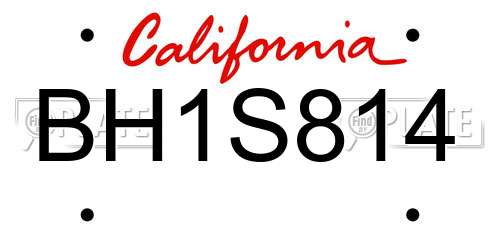 BH1S814 California License Plate