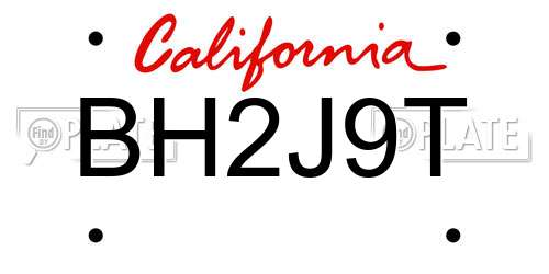 BH2J9T California License Plate