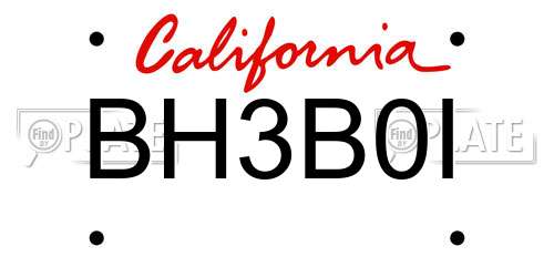 BH3B0I California License Plate