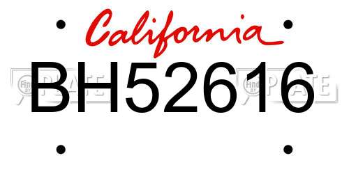 BH52616 California License Plate