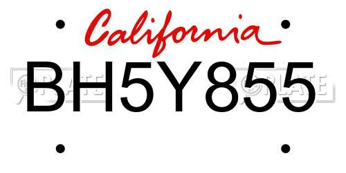 BH5Y855 California License Plate