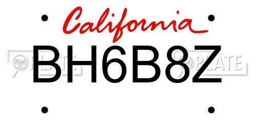 BH6B8Z California License Plate