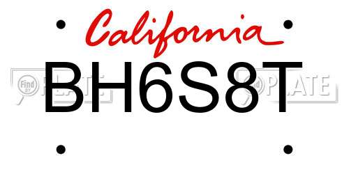 BH6S8T California License Plate