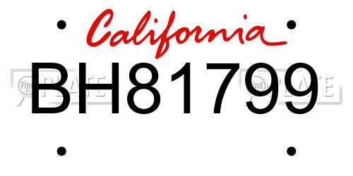 BH81799 California License Plate