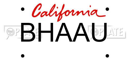 BHAAU California License Plate