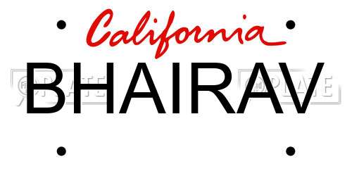 BHAIRAV California License Plate