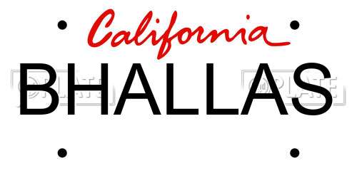 BHALLAS California License Plate