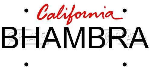 BHAMBRA California License Plate