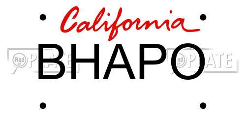 BHAPO California License Plate