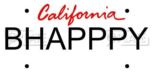 BHAPPPY California License Plate