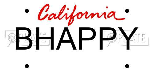 BHAPPY California License Plate