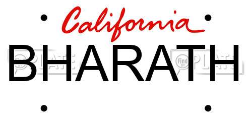 BHARATH California License Plate