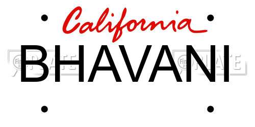 BHAVANI California License Plate