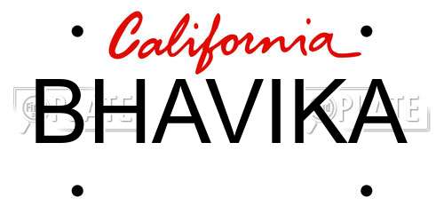 BHAVIKA California License Plate