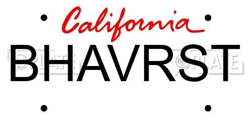 BHAVRST California License Plate