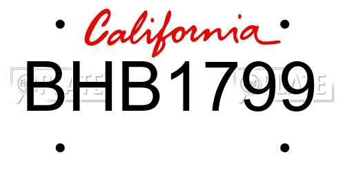 BHB1799 California License Plate