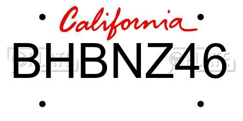BHBNZ46 California License Plate