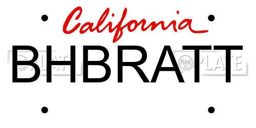 BHBRATT California License Plate