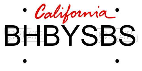 BHBYSBS California License Plate
