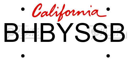 BHBYSSB California License Plate