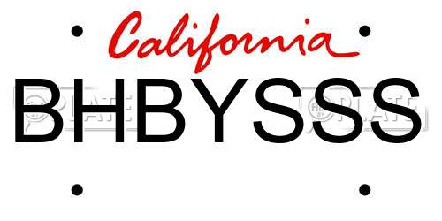 BHBYSSS California License Plate