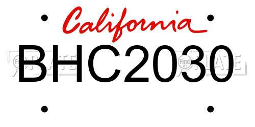 BHC2030 California License Plate