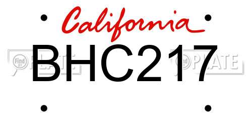 BHC217 California License Plate