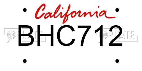 BHC712 California License Plate