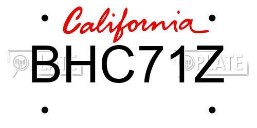 BHC71Z California License Plate