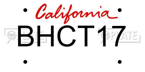 BHCT17 California License Plate