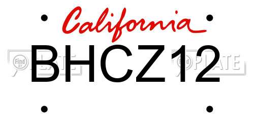 BHCZ12 California License Plate