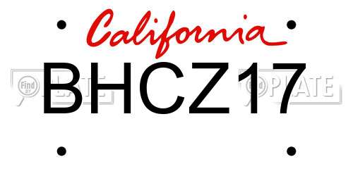 BHCZ17 California License Plate