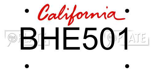 BHE501 California License Plate