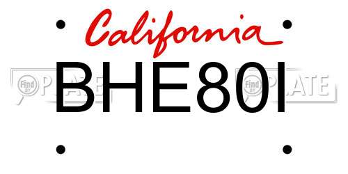 BHE80I California License Plate