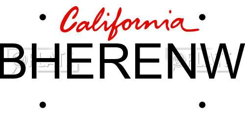 BHERENW California License Plate