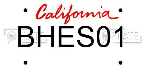 BHES01 California License Plate