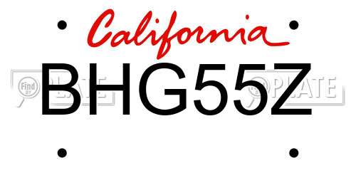 BHG55Z California License Plate