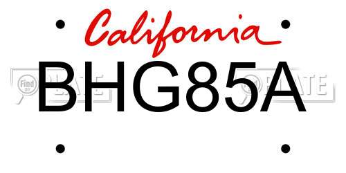 BHG85A California License Plate