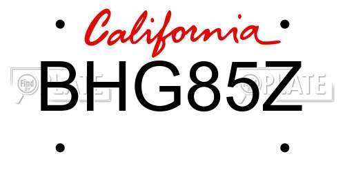 BHG85Z California License Plate